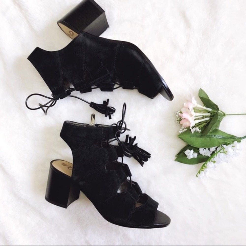 Sam Edelman Black Suede Sarabeth Heels with Side Zipper